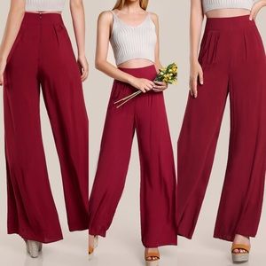 🆕Box pleat detail burnt red palazzo pants